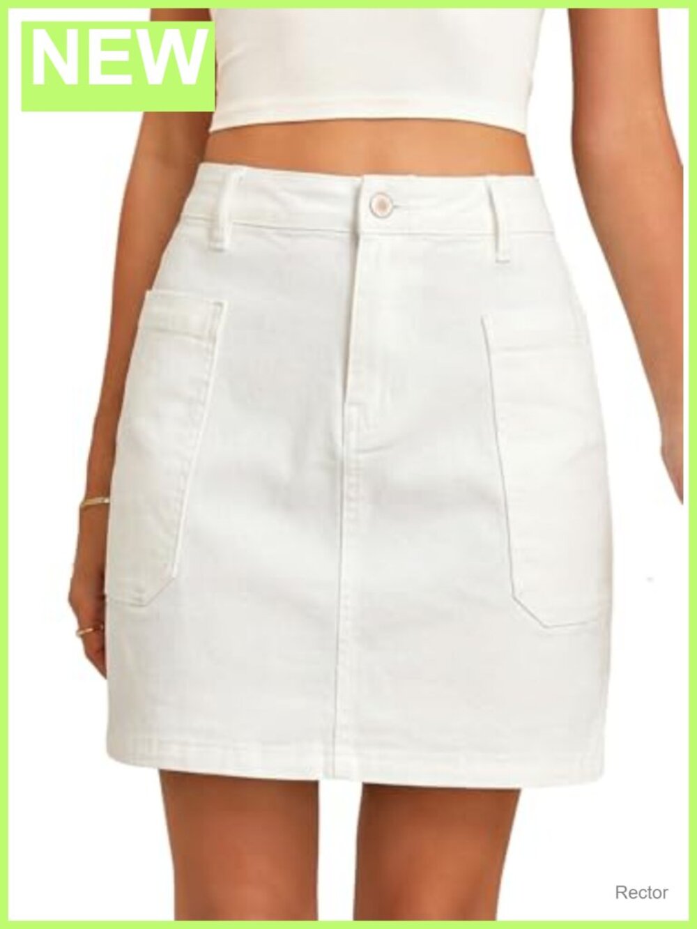 High Waisted Cargo Pocket Straight Denim Skirt Stretchy Cotton Blend